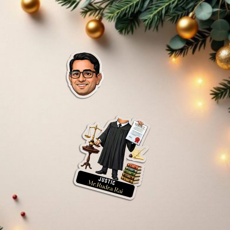 Personalized Lawyer & Judge Bobblehead Caricature Custom Acrylic Desktop Décor for Judge & Law Graduates  Unique Office Gift for Legal Professionals Battery Powered Moving Head